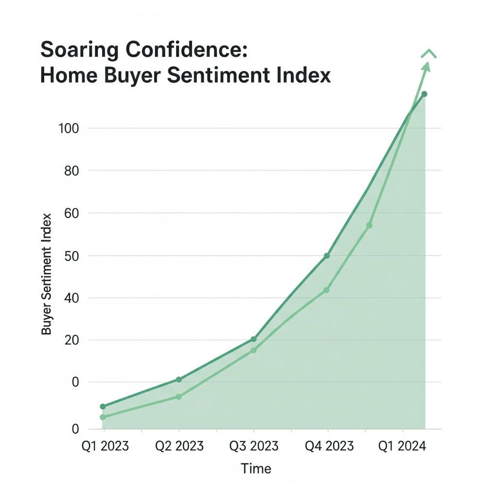 A graph showing a steep increase in home buyer sentiment over time.